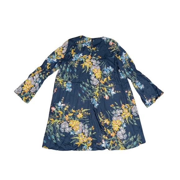 Zara Basic z1975 Floral Flare Dress Bell Sleeve Empire Waist Size Large - Picture 3 of 6